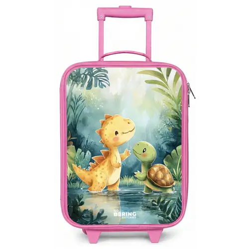 Dino - Schildpad - Jungle Kinderkoffer - Roze klein -zz3dotto