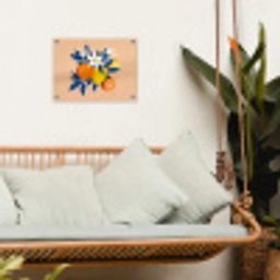 Illustratie - Sinaasappels - Donkerblauw - Bloemen tuinposter los doek klein -sfeer7