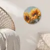 Zonnebloemen - Geel - Wazig Wandcirkel kunststof plaat 5mm dik klein -sfeer5