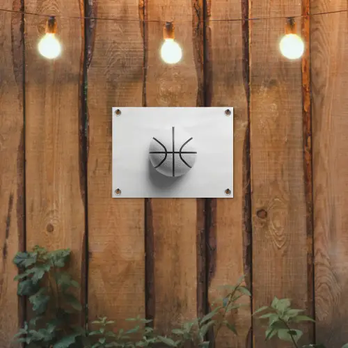 Basketbal - Wit - Schaduw - Lijnen tuinposter los doek klein -sfeer1