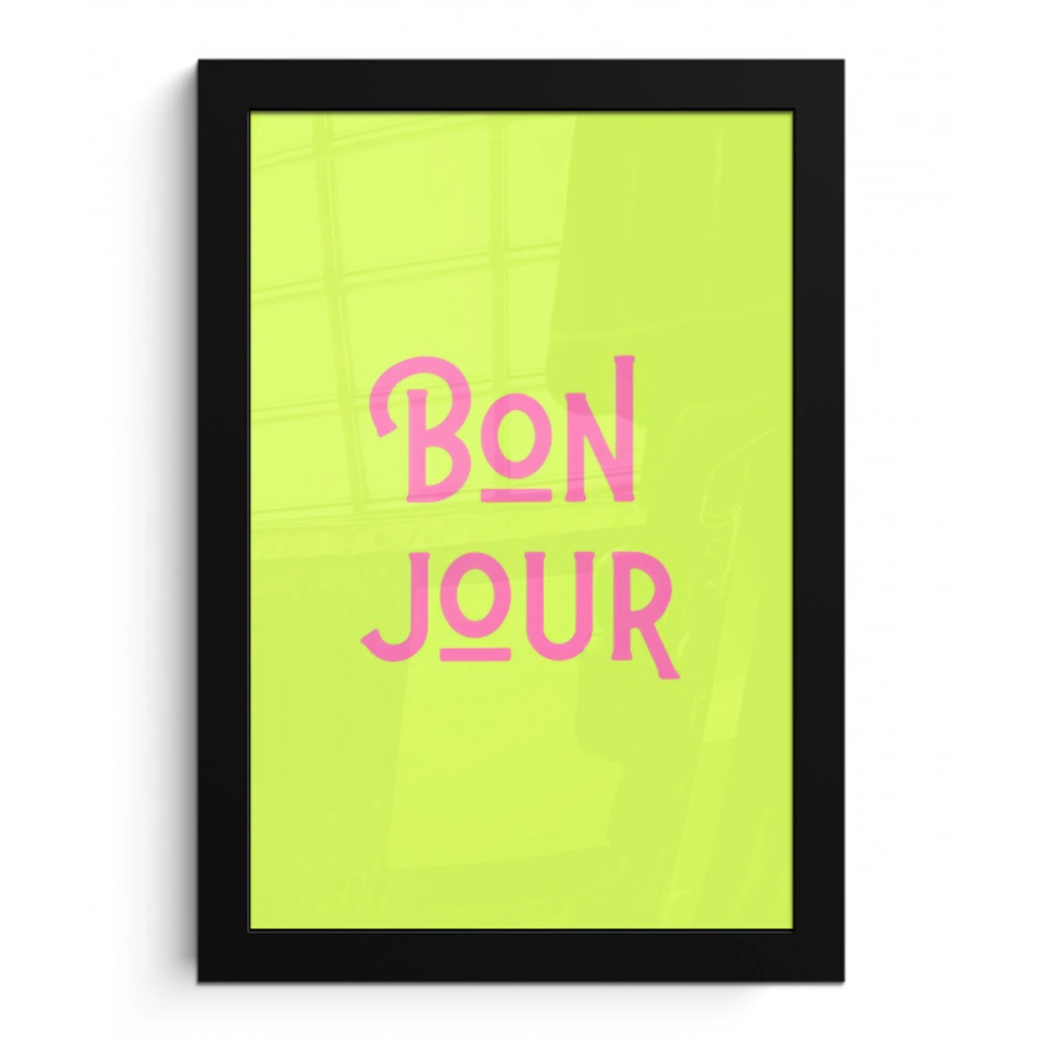 Groen - Roze bonjour - art-deco fotolijst zwart zonder passe partout klein -3d