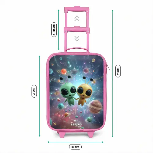 Vrolijke buitenaardse vrienden Kinderkoffer - Roze klein -productfoto_formaten