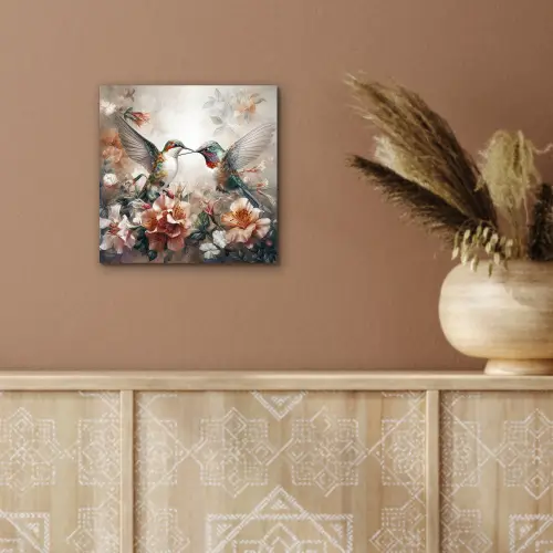 Kolibrie - Vogels - Bloemen - Natuur aluminium wit klein -sfeer4