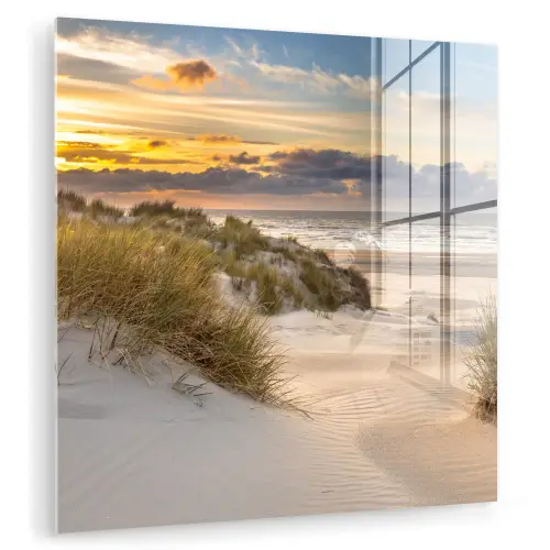 Strand - Duin - Gras - Zonsondergang - Zee plexiglas 5mm klein -zzzproduct_nieuw