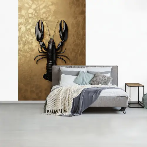 Kreeft - Zwart - Goud - Luxe fotobehang vinyl groot -slaapkamer