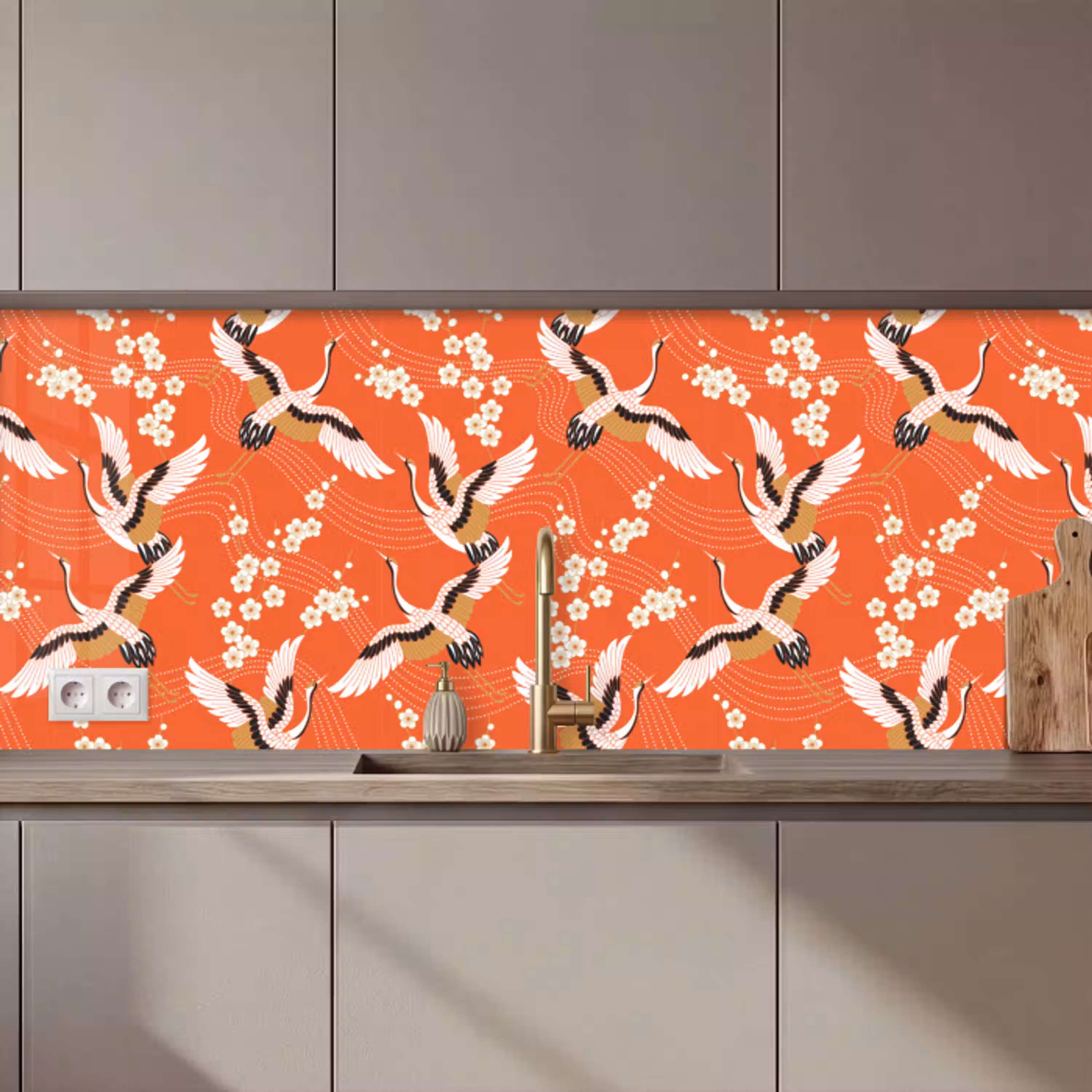 Kraanvogel - Sakura - Patronen - Japans keuken achterwand 2 middel 871 zz_3dshopping
