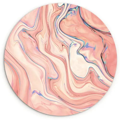 Marmer - Pastel - Roze - Blauw - Marmerlook - Abstract Wandcirkel kunststof plaat 5mm dik klein -3d