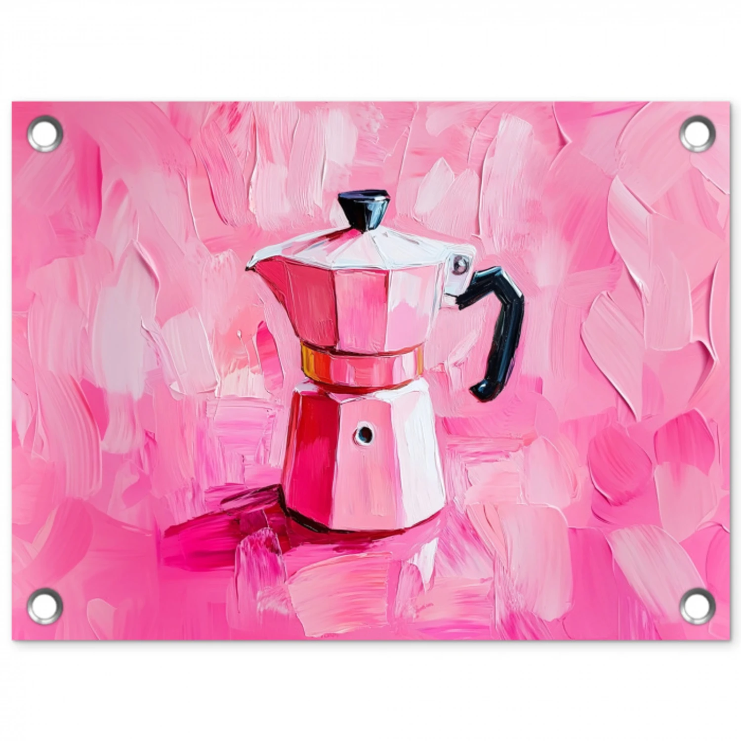 Roze - Verf - Coffee tuinposter los doek klein -3d
