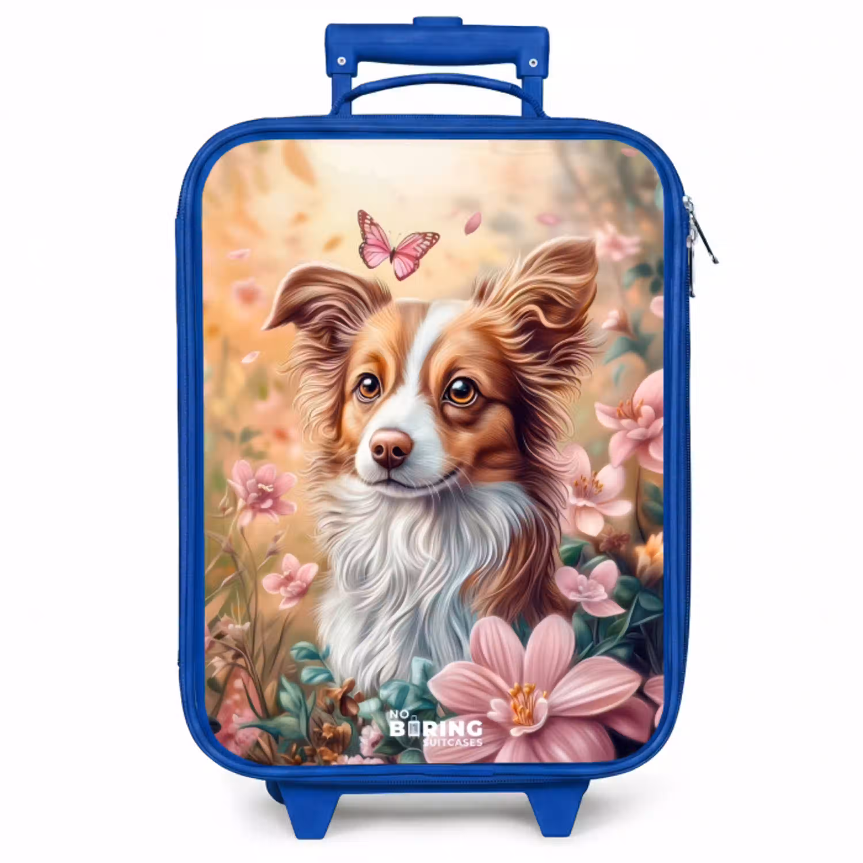 Hond in bloemenveld met vlinders Kinderkoffer - Blauw klein -zzz_website3d