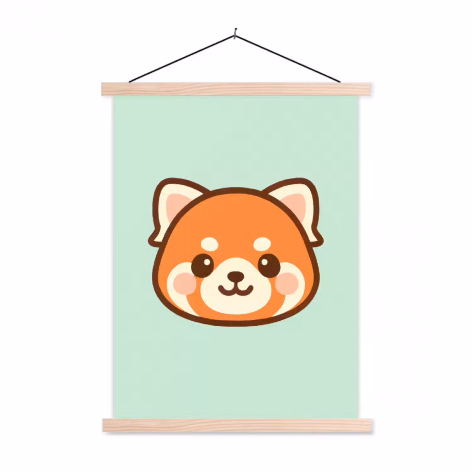 Stoffbild - Roter Panda - Grün - Cartoon