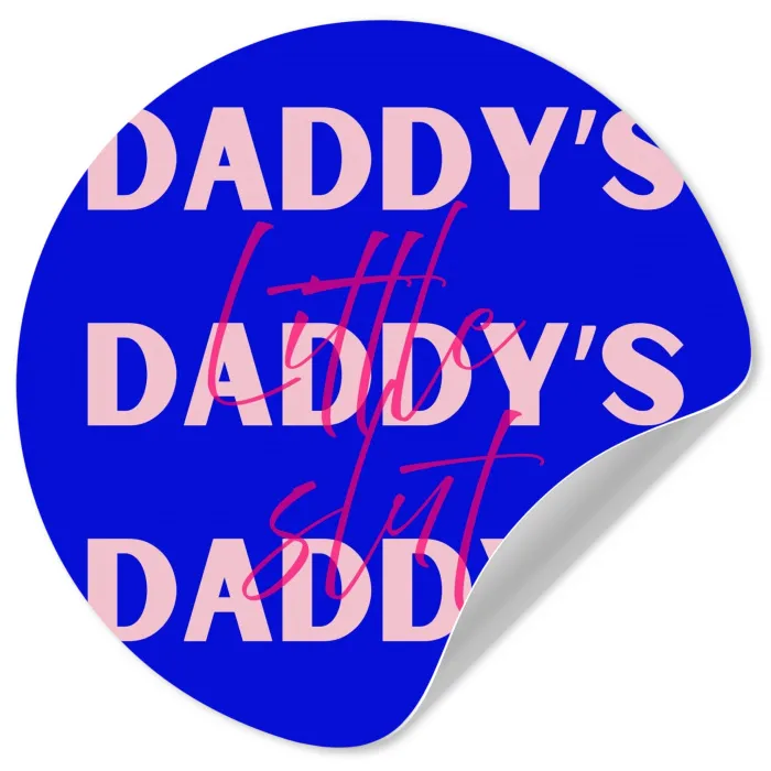 Blauw - Daddy's - Blokletters Wandcirkel behangsticker klein -3d