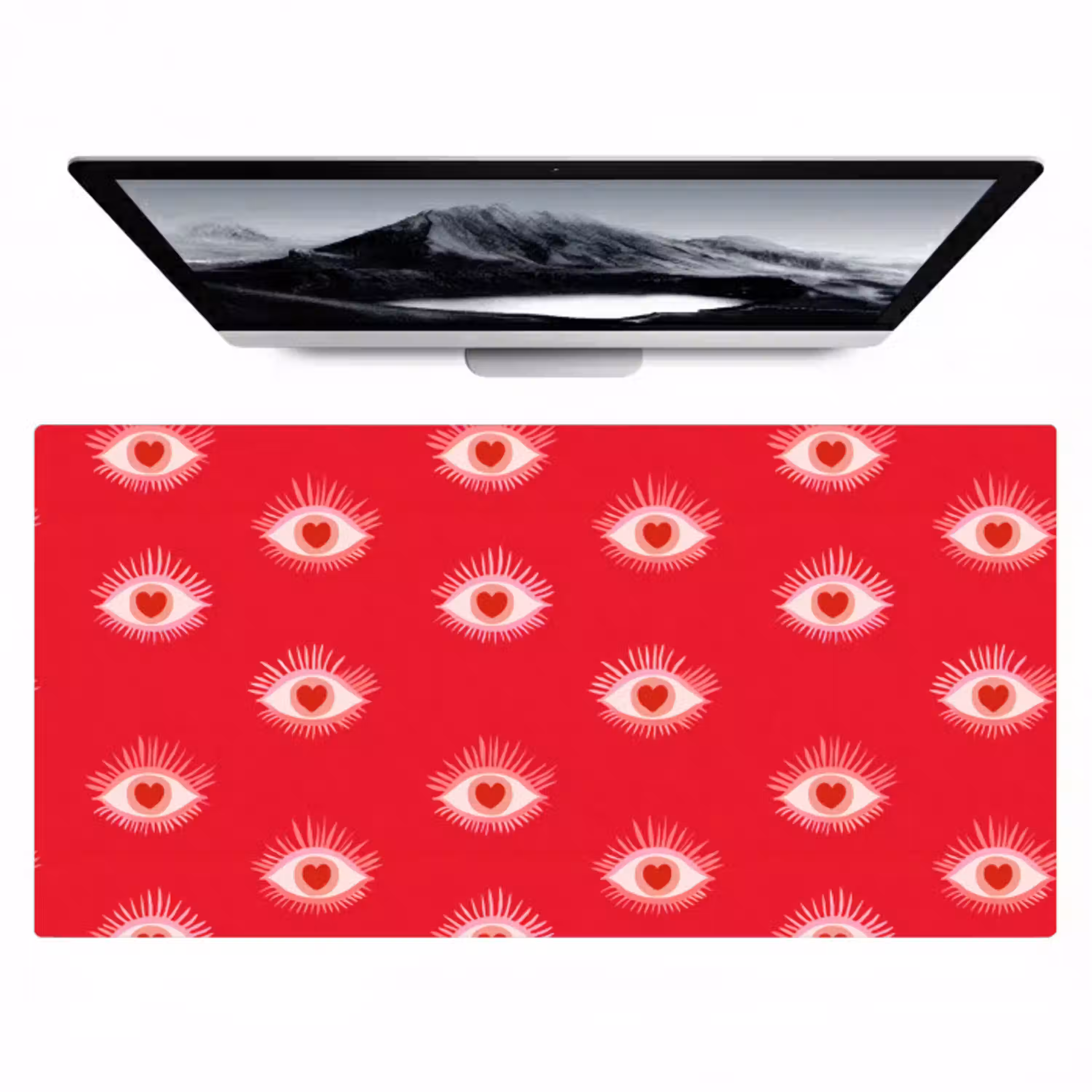 Ogen - Hart - Abstract - Rood - Roze Muismat XXL klein 681 -zzz3d