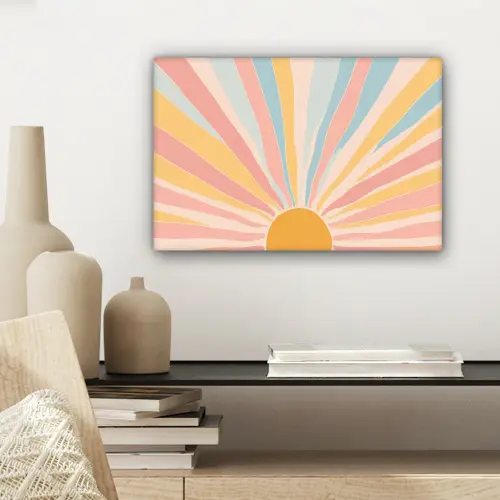 Illustratie - Zon - Pastelkleuren canvas 2cm klein -sfeer6