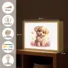 Hond - Bloemen - Roze - Meisjes - Kind Light Box met batterij (Wandlamp kind) middel -USP_websiteoverzichtNL