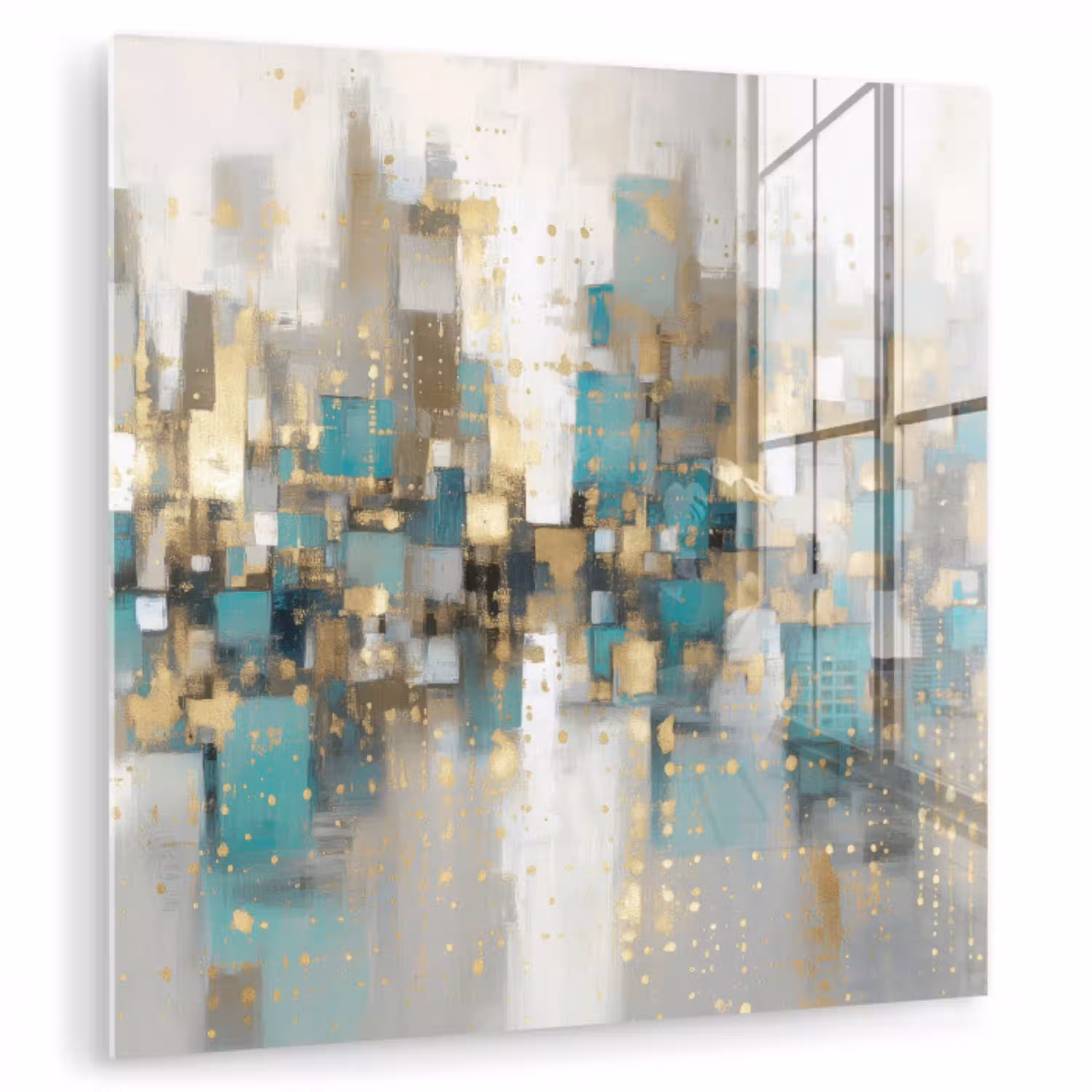 Abstract - Blokken - Goud - Skyline plexiglas 5mm klein -zzzproduct_nieuw