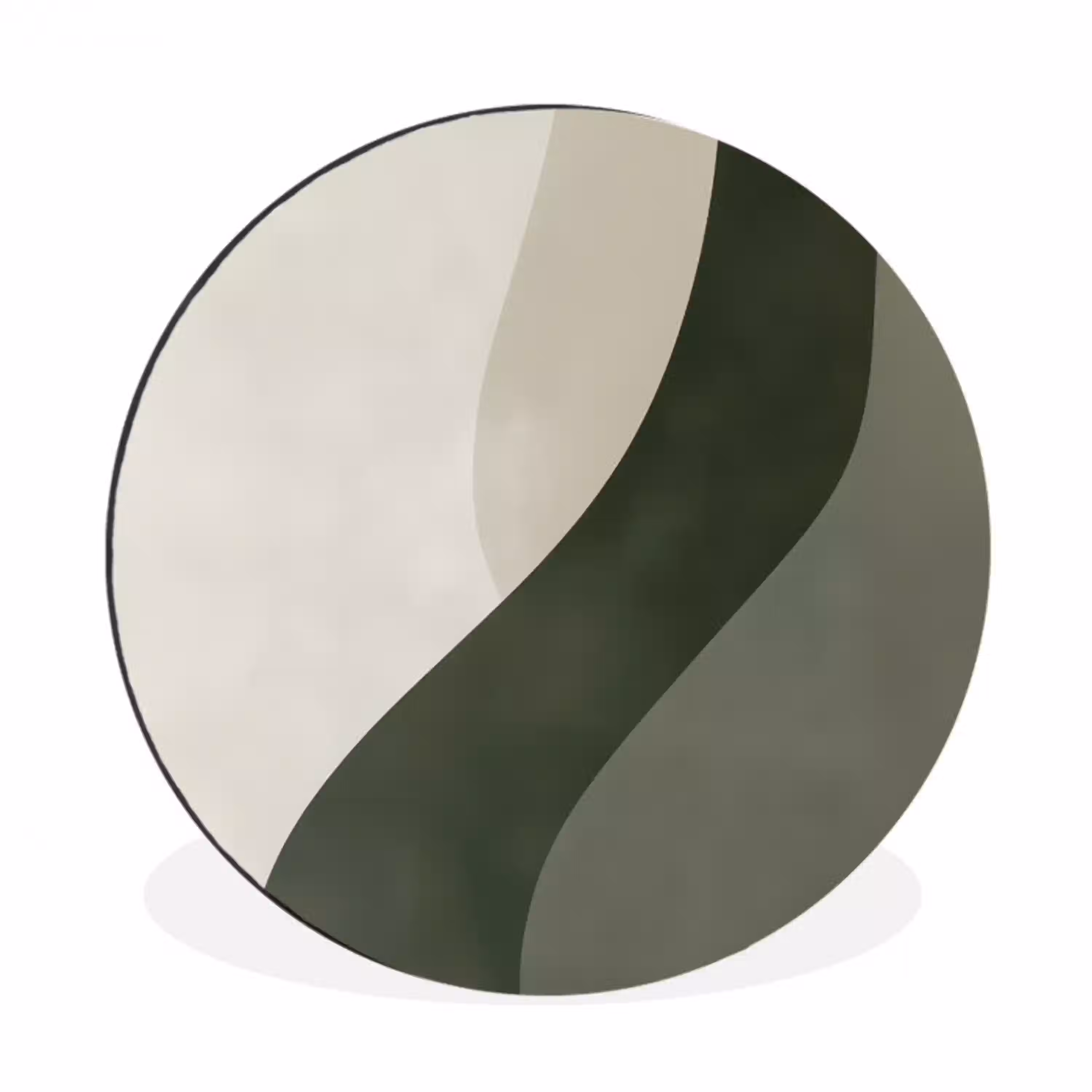 Japandi - Groen - Abstract - Modern Wandcirkel aluminium klein -3d