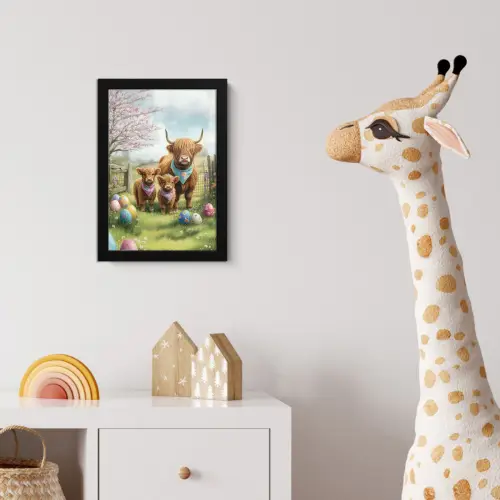 Schotsehooglanders - Paaseieren - Lente fotolijst zwart zonder passe partout klein -usfeer4_kinderkamer