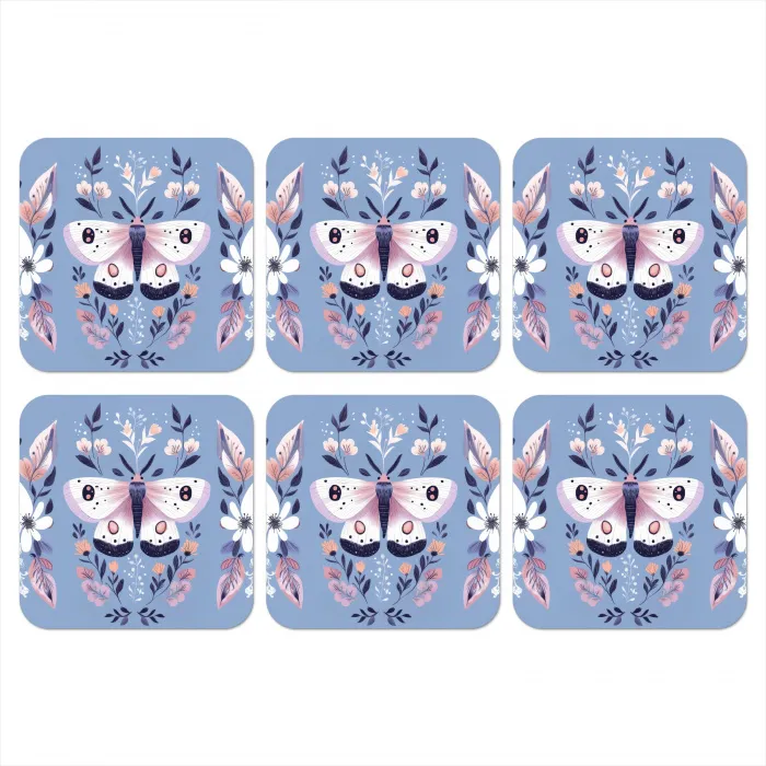 Vlinder - Vleugels - Stippen - Bloemen onderzetter kurk middel -3d