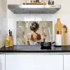 Vrouw - Verf - Abstract - Beige - Modern Inductie beschemer met haakjes klein -sfeer2