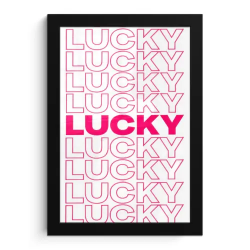 Lucky - Roze - Patroon fotolijst zwart zonder passe partout klein -3d