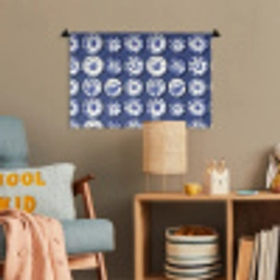 Borden - Floraal - Blauw Wandkleed katoen klein 269 -wsfeer4_kind