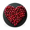 Kersen - Hart - Rood - Zwart Wandcirkel aluminium klein -3d
