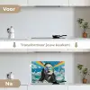 Vrouw - Bril - Regenboog - Wolken keuken achterwand spatscherm klein -voor_na_NL