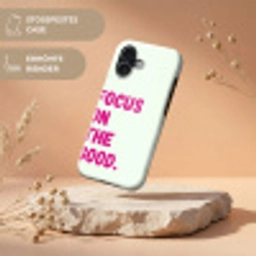 Focus on the good - Beige - Roze Toughcase MagSafe Apple iPhone 17 klein -USP_RandenV_DE