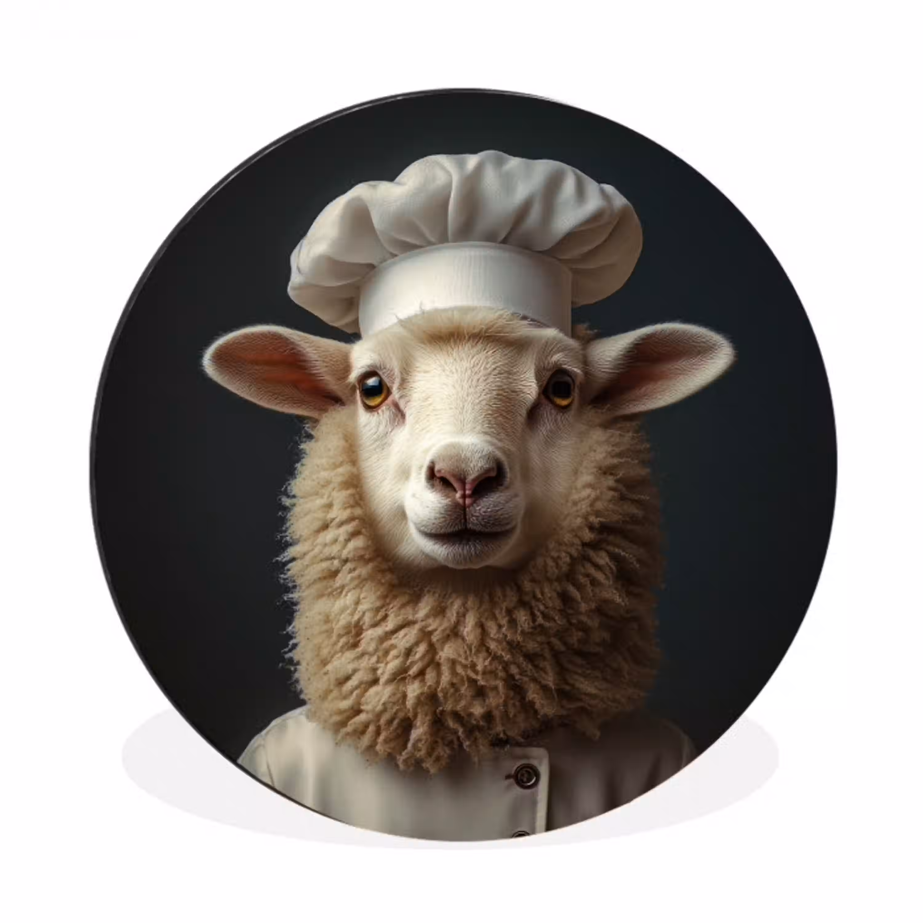 Schaap - Wol - Kok Wandcirkel aluminium klein -3d