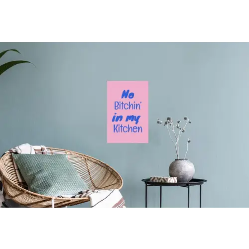 Quote - Blauw - Lettertype - Keuken Muursticker klein -plant