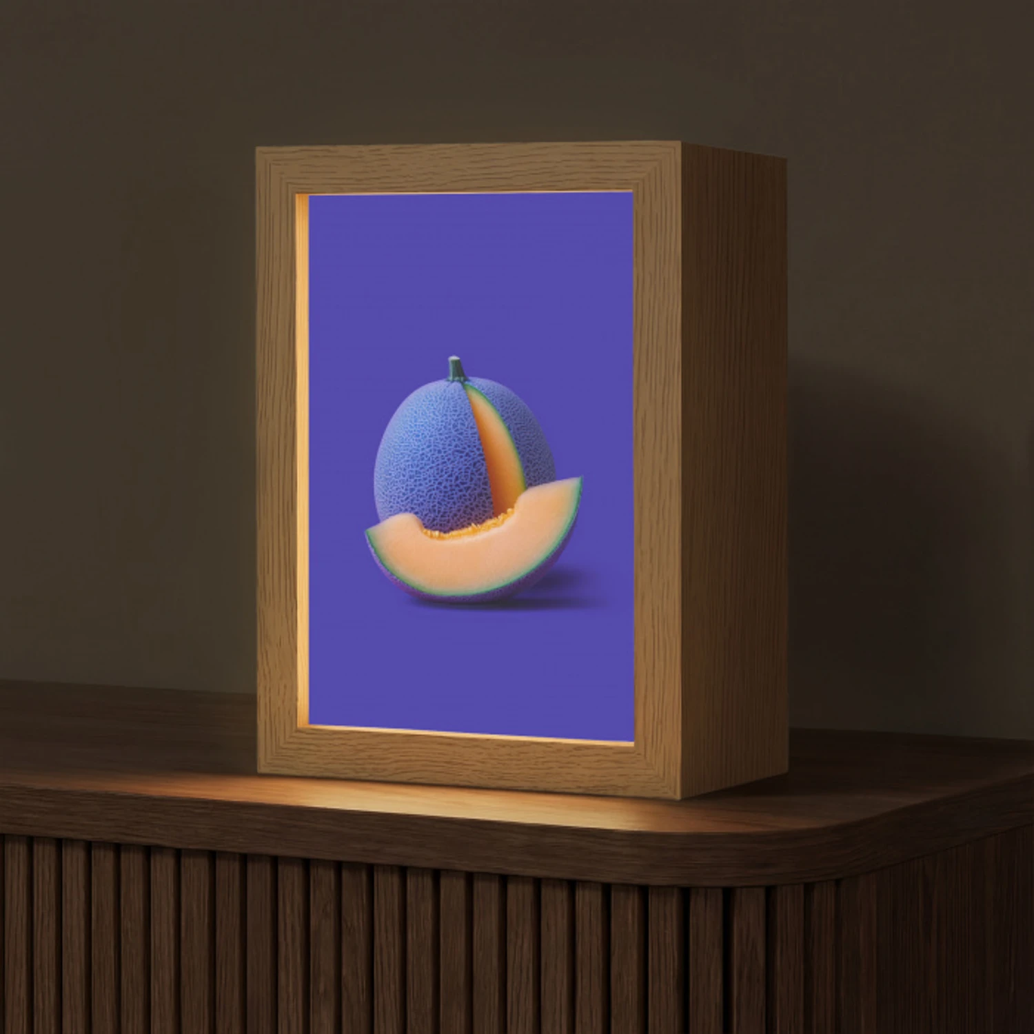 Meloen - Blauw - Oranje - Kunstzinnig Light Box met kabel (Tafellamp) klein -z3d_website