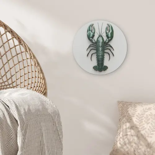 Kreeft - Glossier - Groen - Wit Akoestische PET Vilt - Rond klein -sfeer4