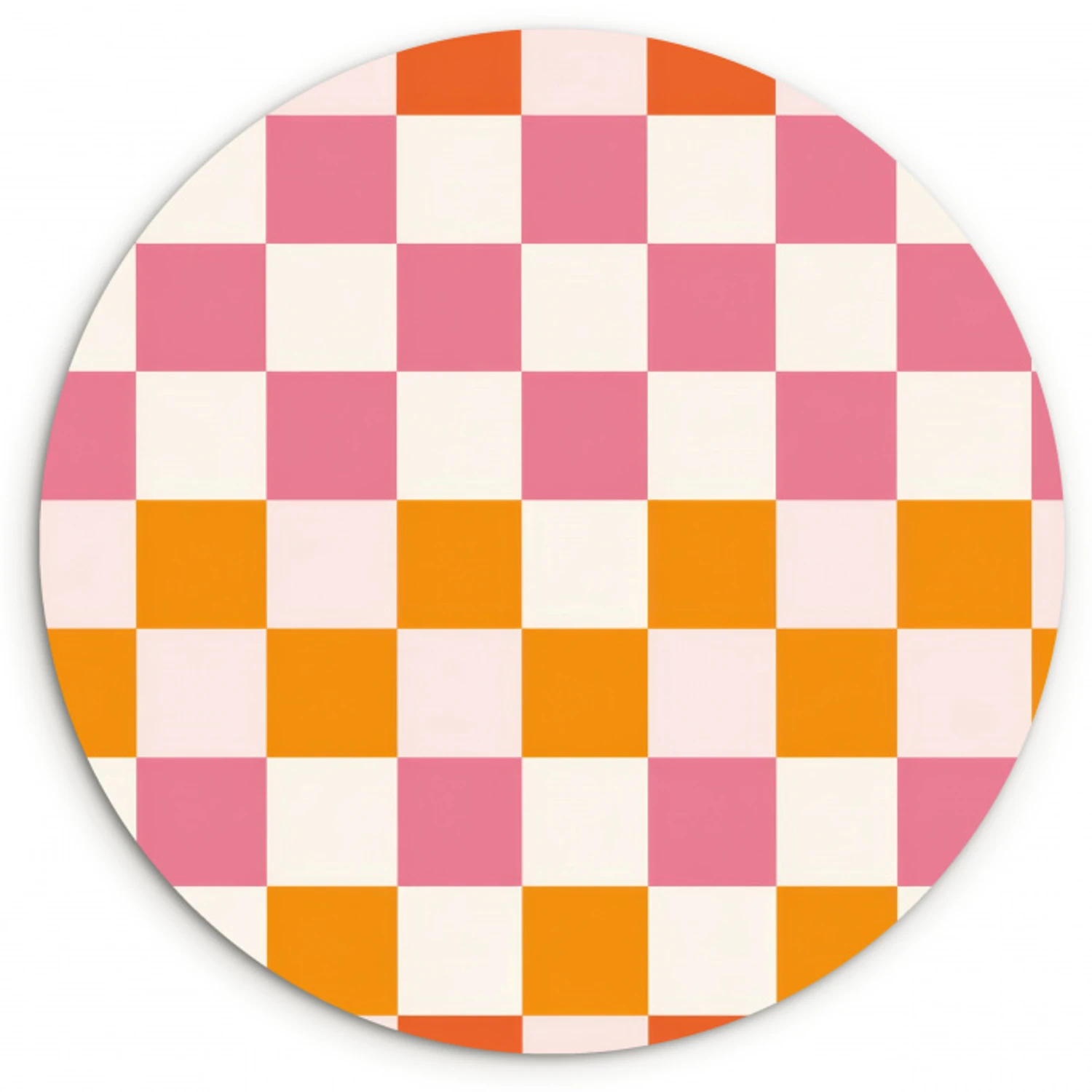 Vierkant - Patroon - Oranje Wandcirkel kunststof plaat 5mm dik klein 188 -3d