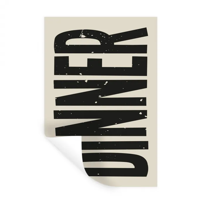 Eten - Vintage - Retro - Japandi Muursticker klein -3d