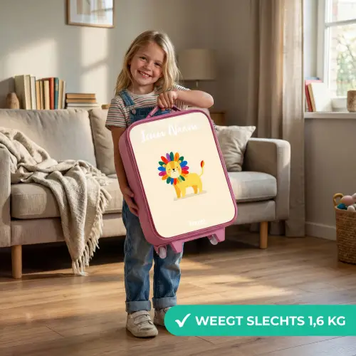 Leeuw - Manen - Kleurrijk Kinderkoffer - Roze klein -sfeer2_NL