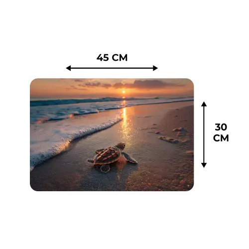 Schildpad - strand - Zonsondergang Placemat vinyl groot -specs