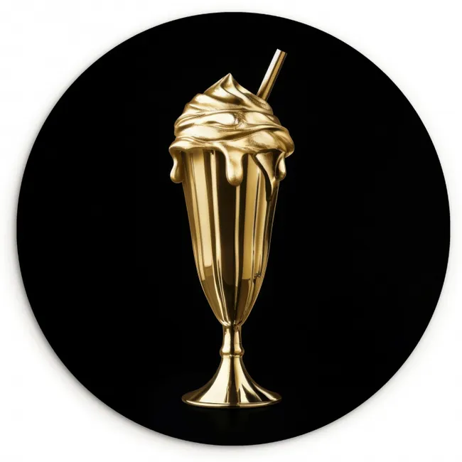 Muurcirkel - Milkshake - Goud - Drinken - Zwart