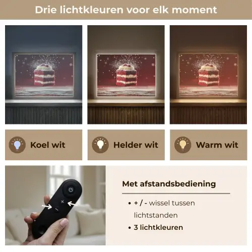 Rode - Velvet - Taart - Eten Light Box met batterij (Wandlamp) middel -USP_lichtkleurNL