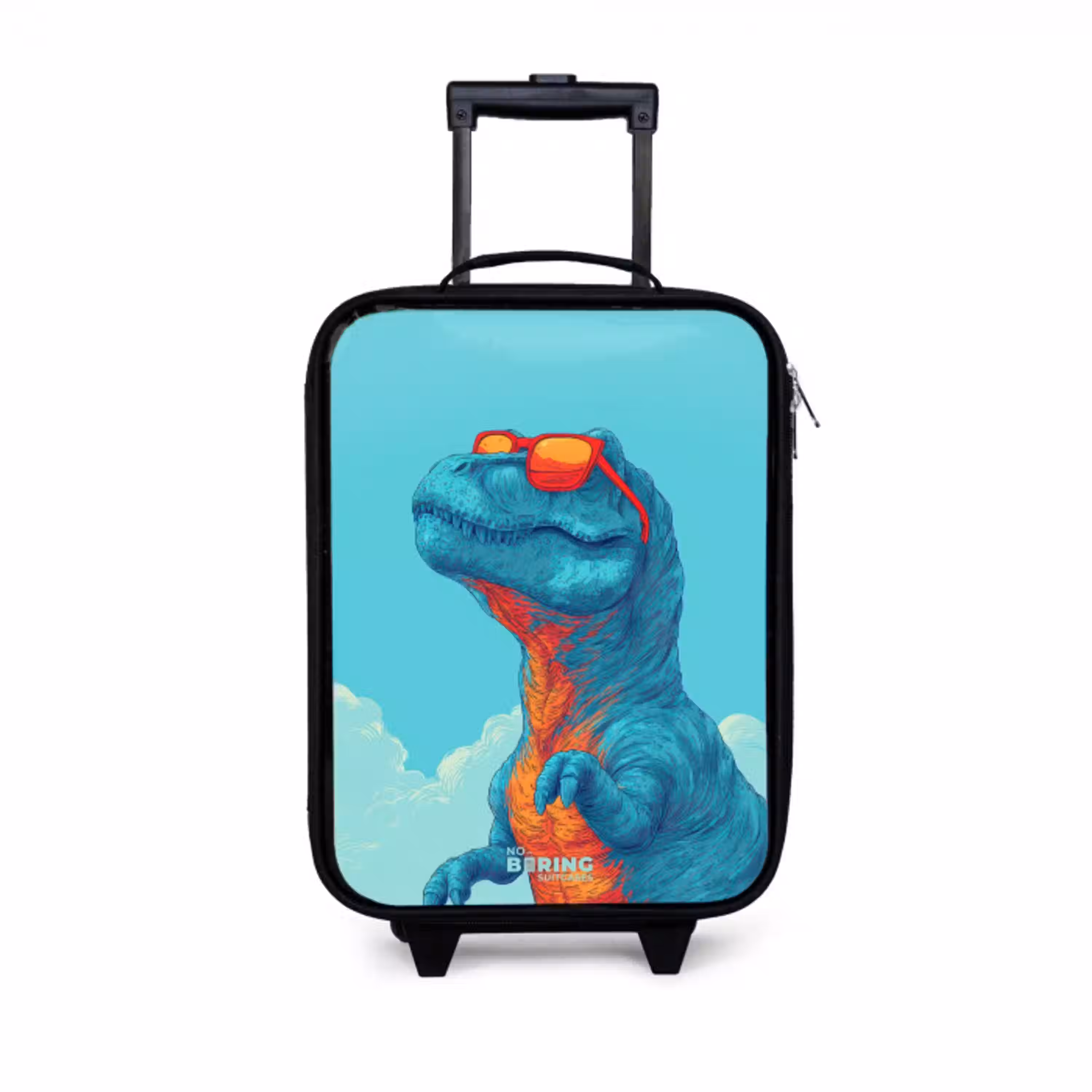 Dino met zonnebril Kinderkoffer - Zwart klein -3d