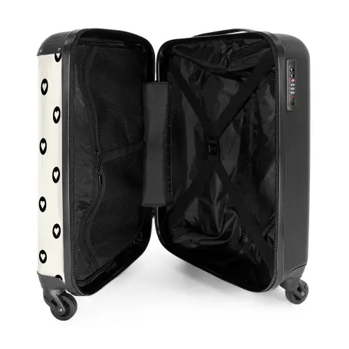 Valentijn hartjes cirkelpatroon zwart wit NBS - Handbagage koffer - Kinderen Unisex middel -binnenkant