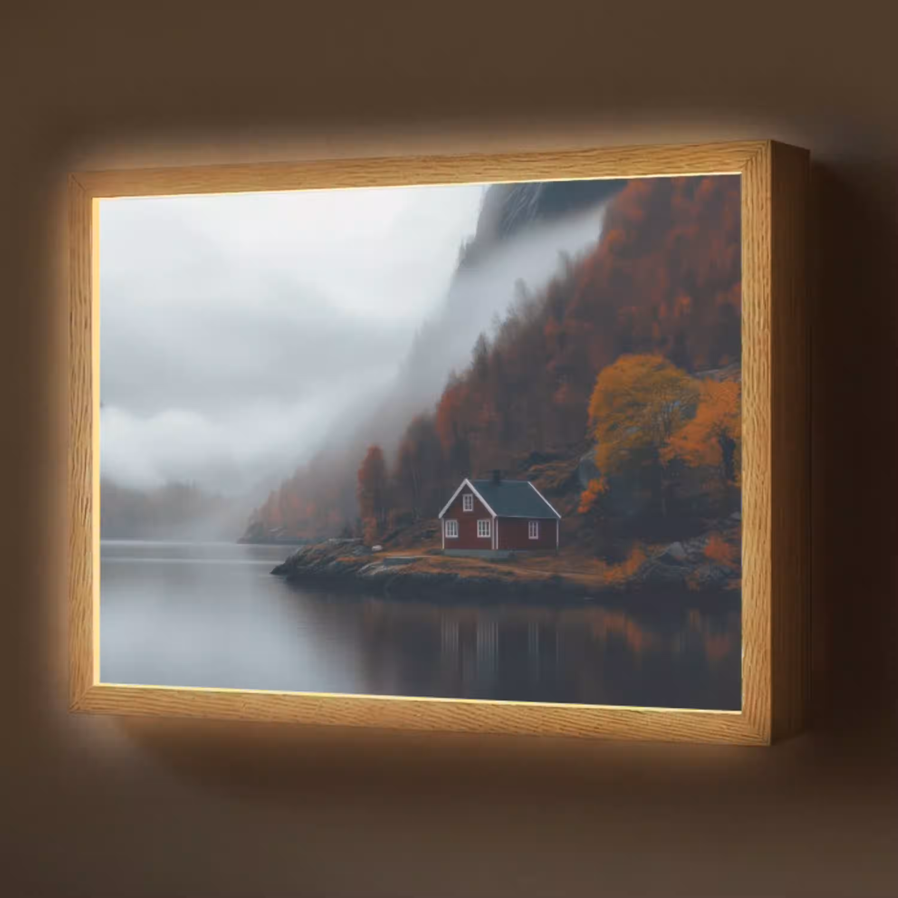Huis - Rood - Bergen - Water Light Box met batterij (Wandlamp) middel -z3d_website