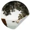 Rotsen - Zee - Boom - Groen Wandcirkel behangsticker klein -3d