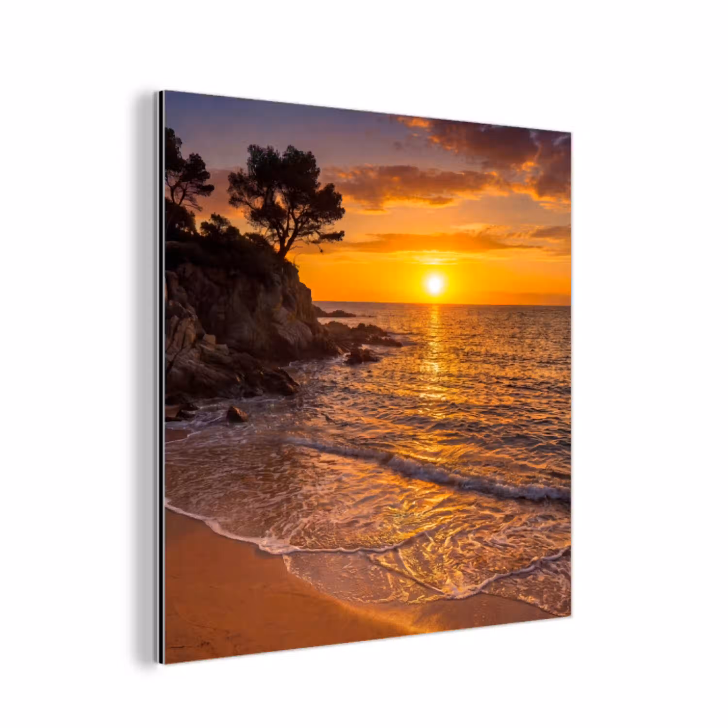 Zee - Kust - Zonsondergang - Natuur - Oranje aluminium wit klein -3d