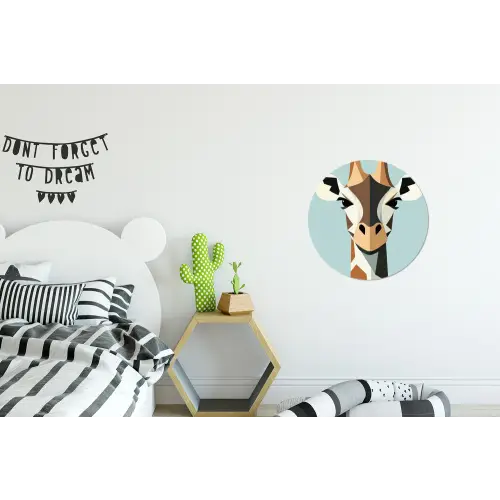 Giraffe - Illustratie - Bruin - Minimalistisch Wandcirkel aluminium klein -kinderkamer