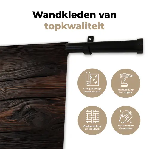 Hout - Grillige nerven Wandkleed katoen klein -sfeer2