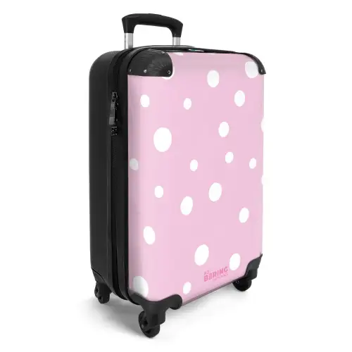 Roze achtergrond met witte stippen NBS - Handbagage koffer - Kinderen Unisex middel -productfoto_3d