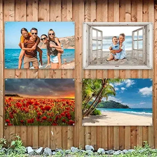 4 tuinposters aan een muur