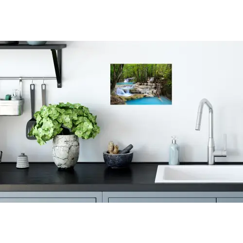 Waterval - Natuur  - Rivier - Bos - Water Muursticker klein -keuken