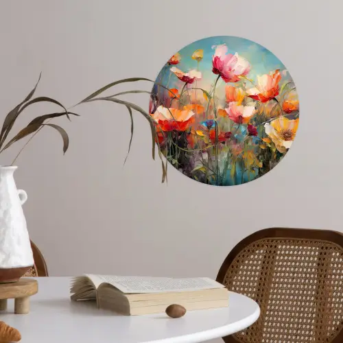 Bloemen - Watercolor - Kunst - Botanisch - Natuur Wandcirkel behangsticker klein -sfeer3