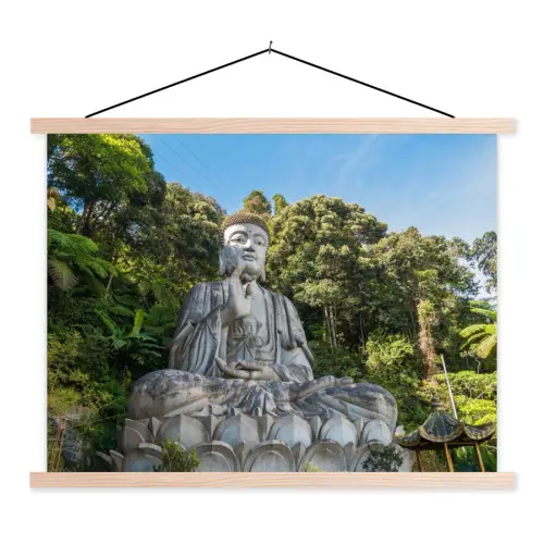 Boeddha beelden - Jungle - Buddha - Spiritualiteit - Mediteren textielposter latten blank klein -3d